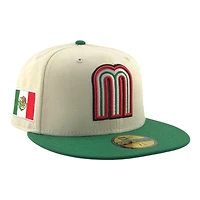 Mexico Chrome and Green Flag Patch 2026 WBC Grey UV New Era 59FIFTY Fitted Hat