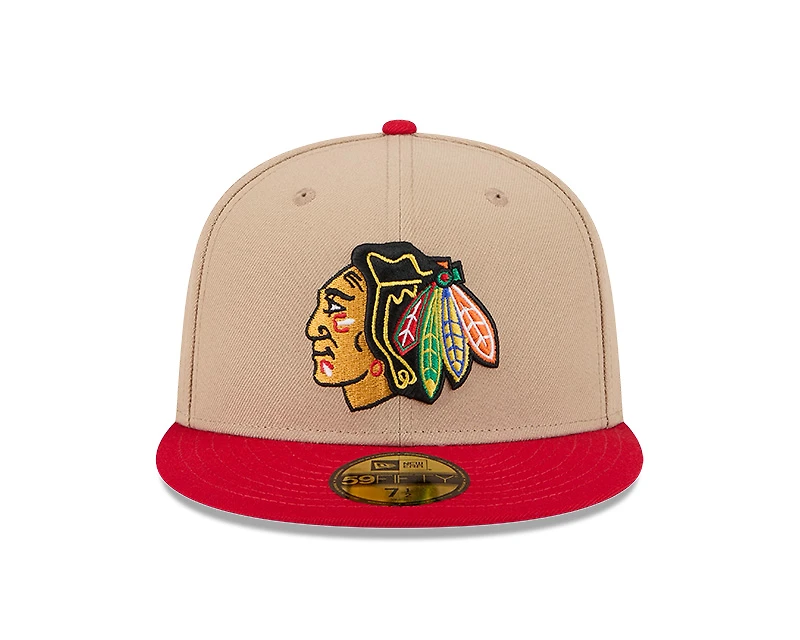 Chicago Blackhawks Camel and Red New Era 59FIFTY Fitted Hat