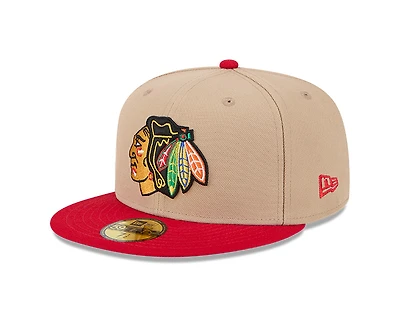 Chicago Blackhawks Camel and Red New Era 59FIFTY Fitted Hat