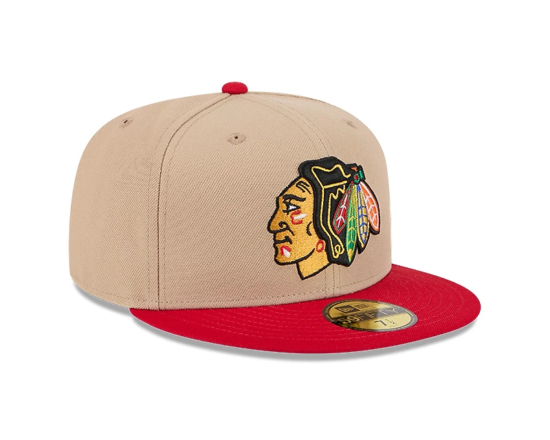 Chicago Blackhawks Camel and Red New Era 59FIFTY Fitted Hat
