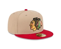 Chicago Blackhawks Camel and Red New Era 59FIFTY Fitted Hat