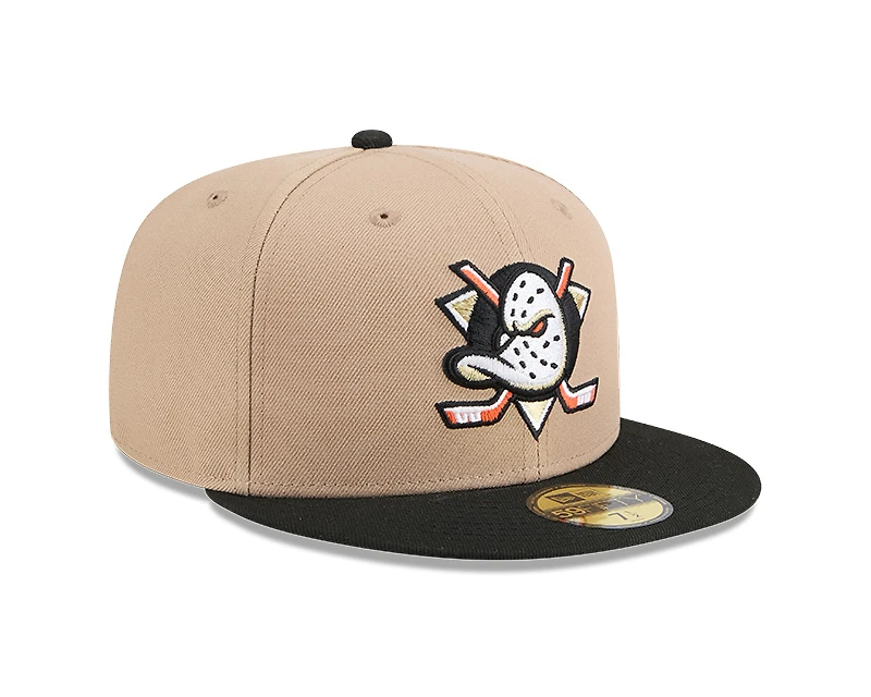 Anaheim Ducks Camel and Black New Era 59FIFTY Fitted Hat