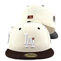 Los Angeles Dodgers Chrome and Brown with Front Star Back to World Champions Patch Grey UV New Era 59FIFTY Fitted Hat