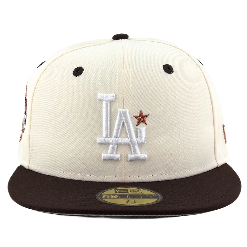 Los Angeles Dodgers Chrome and Brown with Front Star Back to World Champions Patch Grey UV New Era 59FIFTY Fitted Hat