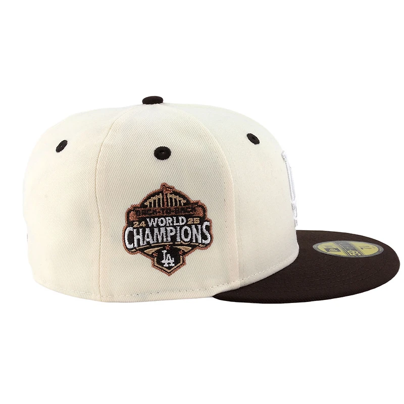 Los Angeles Dodgers Chrome and Brown with Front Star Back to World Champions Patch Grey UV New Era 59FIFTY Fitted Hat