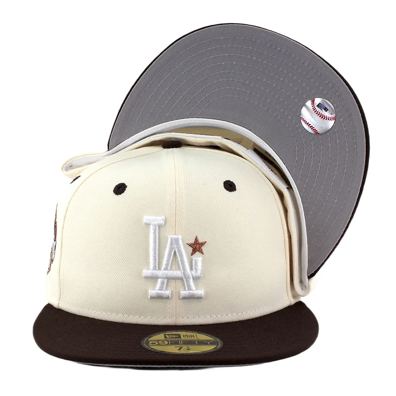 Los Angeles Dodgers Chrome and Brown with Front Star Back to World Champions Patch Grey UV New Era 59FIFTY Fitted Hat