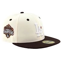 Los Angeles Dodgers Chrome and Brown with Front Star Back to World Champions Patch Grey UV New Era 59FIFTY Fitted Hat