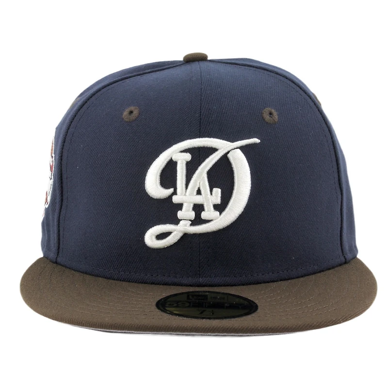 Los Angeles Dodgers Navy and Brown City Connect Logo Back to World Champions Patch Grey UV New Era 59FIFTY Fitted Hat