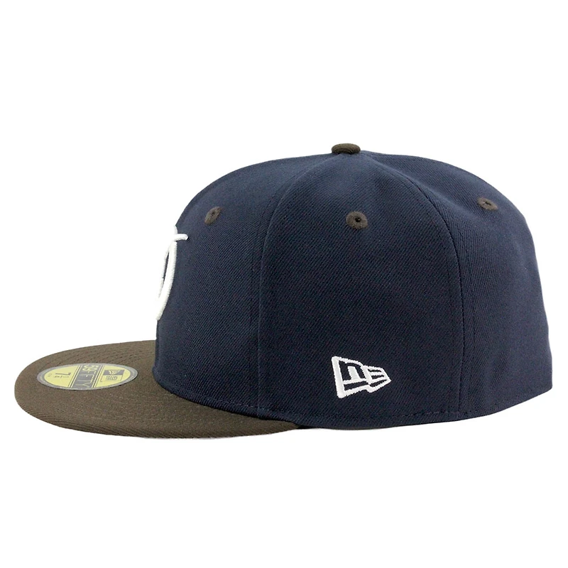 Los Angeles Dodgers Navy and Brown City Connect Logo Back to World Champions Patch Grey UV New Era 59FIFTY Fitted Hat