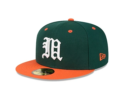 Miami Hurricanes Green and Orange New Era 59FIFTY Fitted Hat