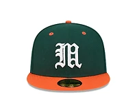 Miami Hurricanes Green and Orange New Era 59FIFTY Fitted Hat