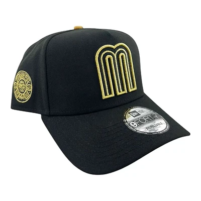 Mexico Black and Gold " World Baseball Classic" Aztec Patch New Era A-Frame 9FORTY Snapback Hat