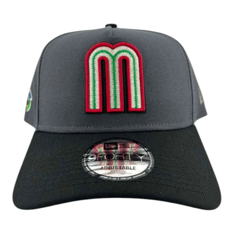 Mexico Graphite and Black Metallics "World Baseball Classic"  WBC Patch New Era A-Frame 9FORTY Snapback Hat