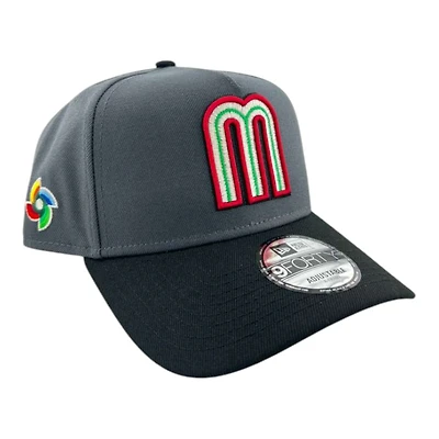 Mexico Graphite and Black Metallics "World Baseball Classic"  WBC Patch New Era A-Frame 9FORTY Snapback Hat