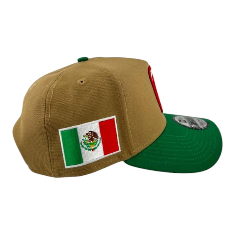 Mexico Khaki and Green "World Baseball Classic" Mexico Flag Patch New Era A-Frame 9FORTY Snapback Hat