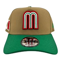 Mexico Khaki and Green "World Baseball Classic" Mexico Flag Patch New Era A-Frame 9FORTY Snapback Hat