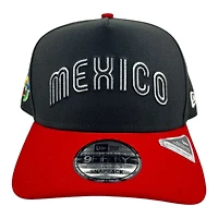 Mexico Black and Scarlet Wordmark WBC Patch Gray UV New Era 9FIFTY A-Frame Snapback Hat