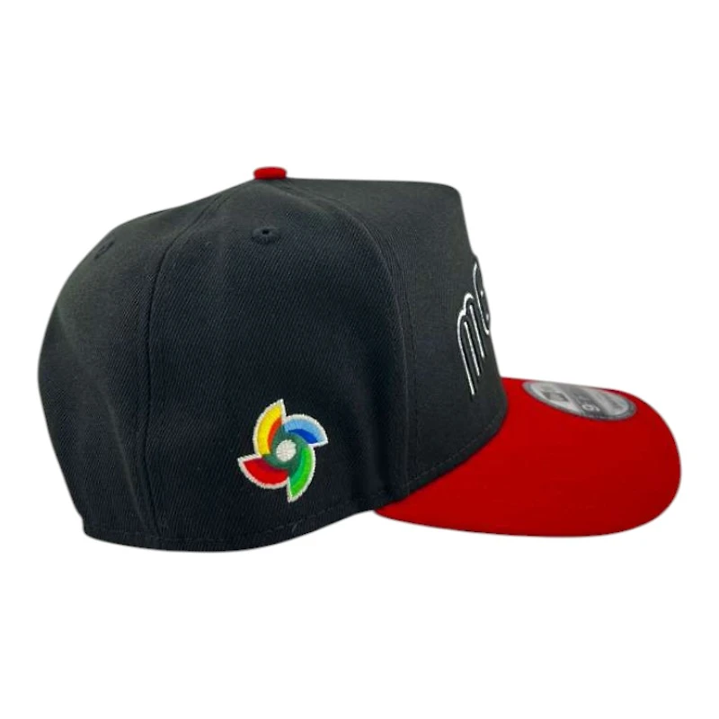 Mexico Black and Scarlet Wordmark WBC Patch Gray UV New Era 9FIFTY A-Frame Snapback Hat
