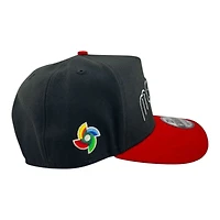 Mexico Black and Scarlet Wordmark WBC Patch Gray UV New Era 9FIFTY A-Frame Snapback Hat
