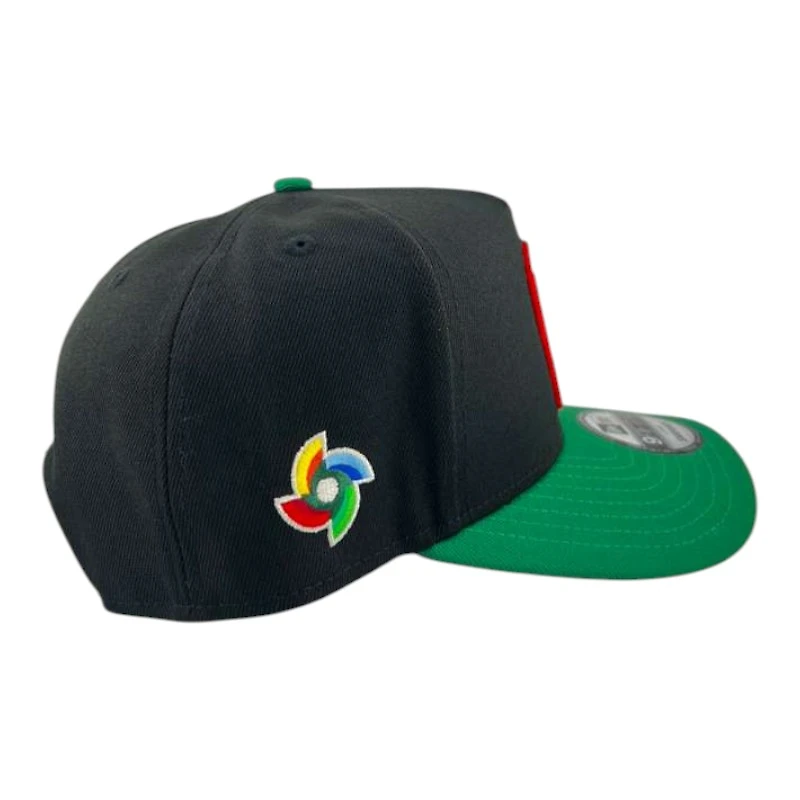 Mexico Black and Green WBC Patch Gray UV New Era 9FIFTY A-Frame Snapback Hat