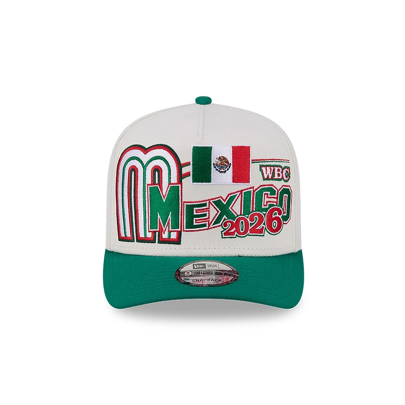 Mexico Chrome and Green Classic 2026 World Baseball Classic WBC New Era 9FIFTY A-Frame Snapback Hat