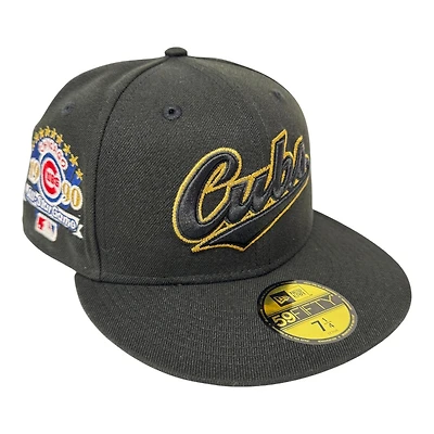 Chicago Cubs Black and Gold Script 1990 All Star Game Patch UV New Era 59FIFTY Fitted Hat