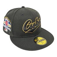 Chicago Cubs Black and Gold Script 1990 All Star Game Patch UV New Era 59FIFTY Fitted Hat