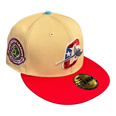 Orlando Rays Vegas Gold and Scarlet MiLB Vice Blue UV New Era 59FIFTY Fitted Hat
