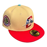 Orlando Rays Vegas Gold and Scarlet MiLB Vice Blue UV New Era 59FIFTY Fitted Hat