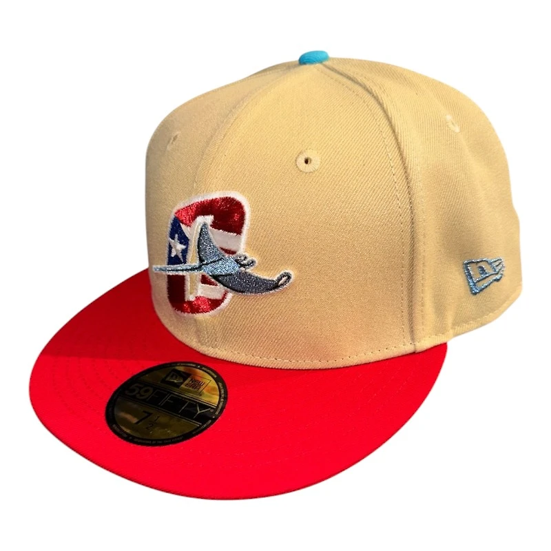 Orlando Rays Vegas Gold and Scarlet MiLB Vice Blue UV New Era 59FIFTY Fitted Hat
