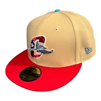 Orlando Rays Vegas Gold and Scarlet MiLB Vice Blue UV New Era 59FIFTY Fitted Hat
