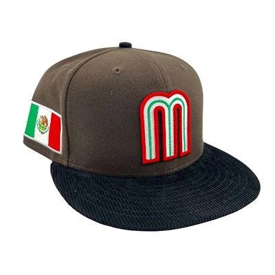 Mexico Walnut and Black Corduroy "World Baseball Classic" Flag Patch Gray UV New Era 59FIFTY Fitted Hat