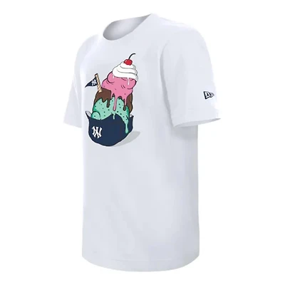 Youth New York Yankees White Ice Cream Hat Design Era Short Sleeve T-Shirt