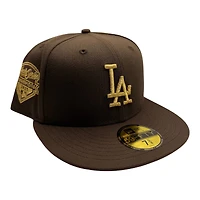 Los Angeles Dodgers Brown and Gold Metallic 2025 Champions Patch Gray UV New Era 59FIFTY Fitted Hat