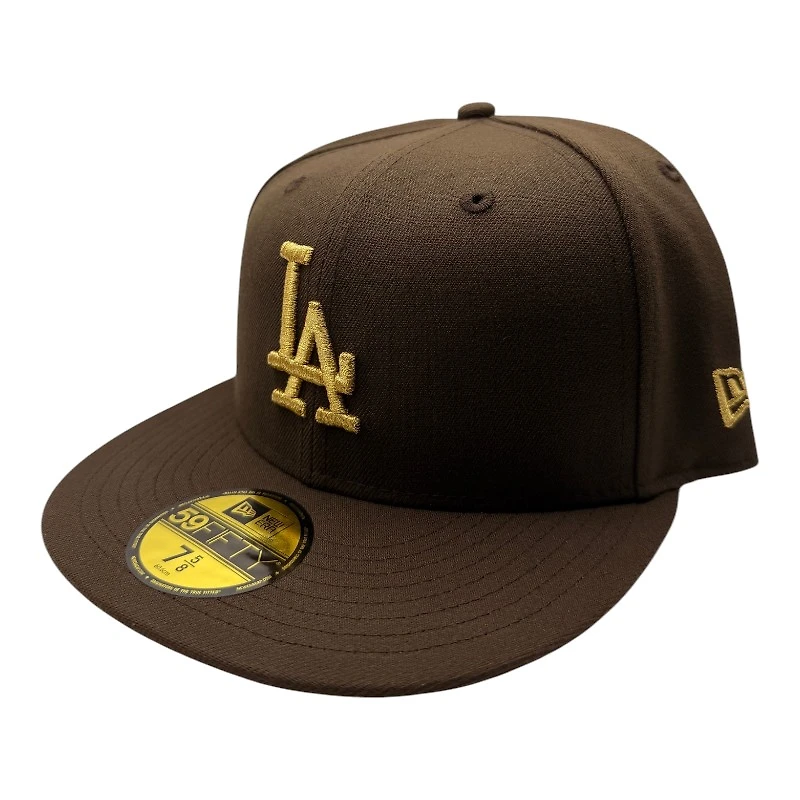Los Angeles Dodgers Brown and Gold Metallic 2025 Champions Patch Gray UV New Era 59FIFTY Fitted Hat