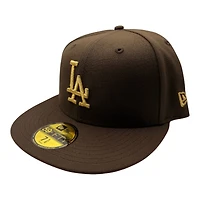 Los Angeles Dodgers Brown and Gold Metallic 2025 Champions Patch Gray UV New Era 59FIFTY Fitted Hat