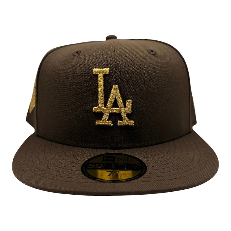 Los Angeles Dodgers Brown and Gold Metallic 2025 Champions Patch Gray UV New Era 59FIFTY Fitted Hat