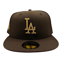 Los Angeles Dodgers Brown and Gold Metallic 2025 Champions Patch Gray UV New Era 59FIFTY Fitted Hat