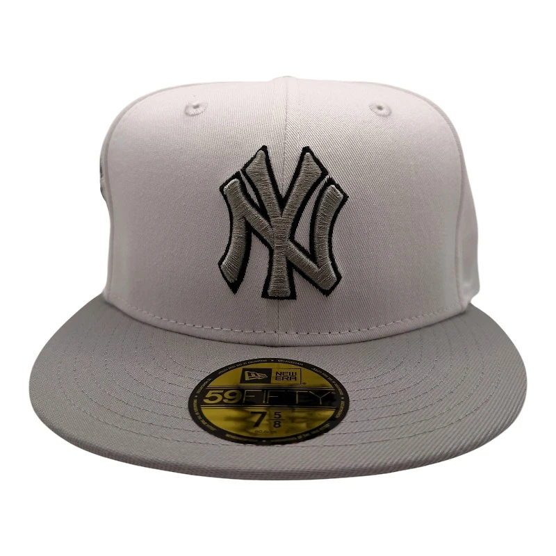 New York Yankees White and Gray 100th Anniversary Patch Light Blue UV Era 59FIFTY Fitted Hat