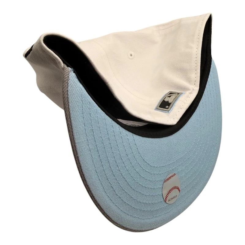 New York Yankees White and Gray 100th Anniversary Patch Light Blue UV Era 59FIFTY Fitted Hat