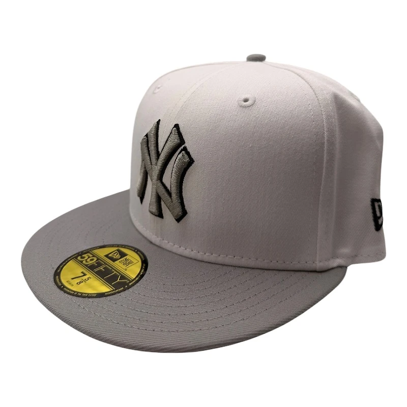 New York Yankees White and Gray 100th Anniversary Patch Light Blue UV Era 59FIFTY Fitted Hat