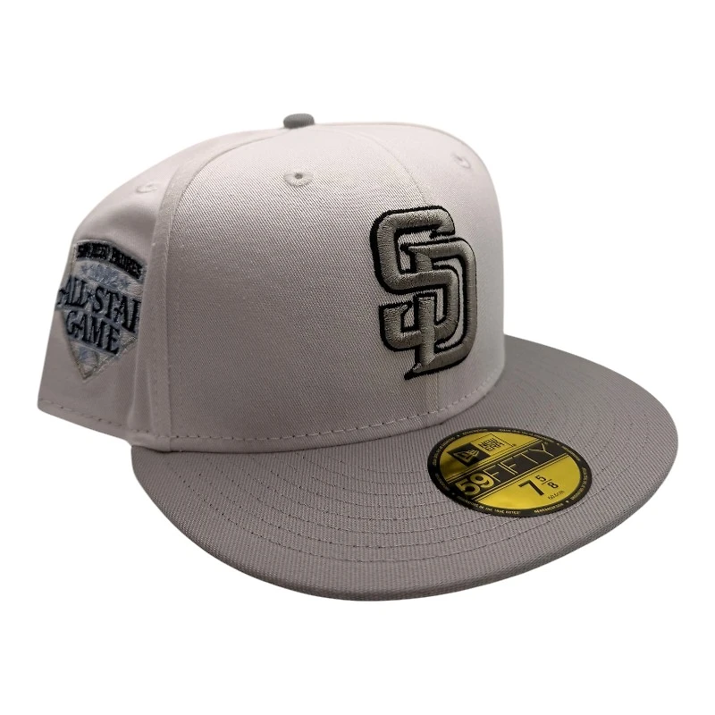 San Diego Padres White and Gray 1992 All Star Game Patch Light Blue UV New Era 59FIFTY Fitted Hat