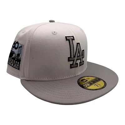 Los Angeles Dodgers White and Gray 60th Anniversary Patch Light Blue UV New Era 59FIFTY Fitted Hat