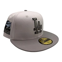 Los Angeles Dodgers White and Gray 60th Anniversary Patch Light Blue UV New Era 59FIFTY Fitted Hat