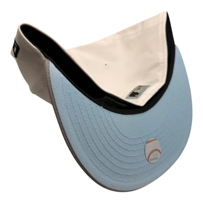 Los Angeles Dodgers White and Gray 60th Anniversary Patch Light Blue UV New Era 59FIFTY Fitted Hat