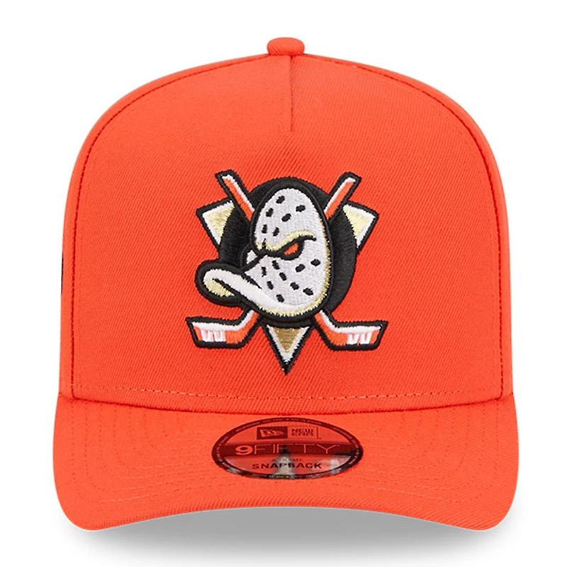 Anaheim Ducks Main Logo with Duck Patch Orange New Era 9FIFTY A-Frame Snapback hat