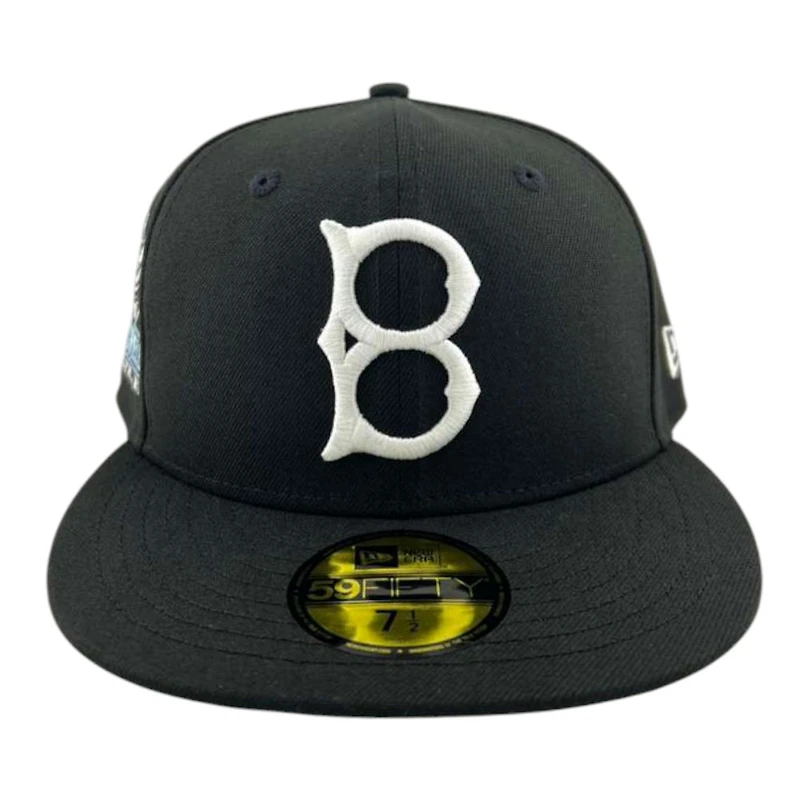 Brooklyn Dodgers Black and White "Jackie Robinson Day" Ebbets Field Patch Icy Blue UV New Era 59FIFTY Fitted Hat