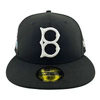 Brooklyn Dodgers Black and White "Jackie Robinson Day" Ebbets Field Patch Icy Blue UV New Era 59FIFTY Fitted Hat
