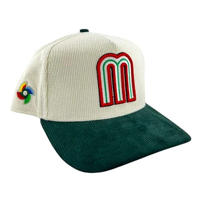 Mexico Chrome and Green Corduroy "World Baseball Classic" WBC Patch Gray UV New Era 9FIFTY A-Frame Snapback Hat