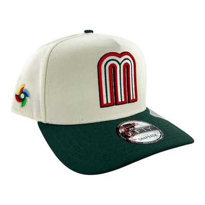 Mexico Chrome and Green "World Baseball Classic" WBC Patch Gray UV New Era 9FIFTY A-Frame Snapback Hat